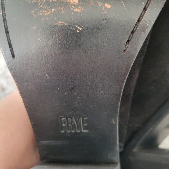 FRYE Black leather block heel cut out sandals size 10B - Picture 8 of 8